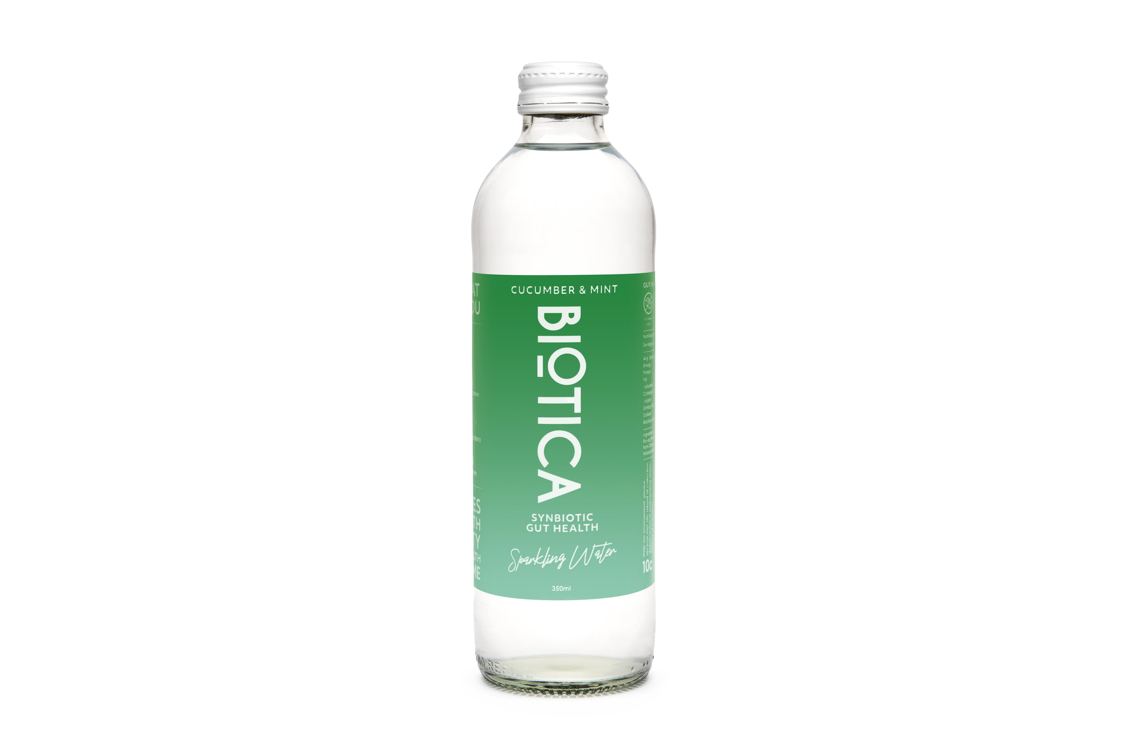 Probiotic Drink Cucumber and Mint Biotica Synbiotic Sparkling Water Glass Bottle (350ml x 12)