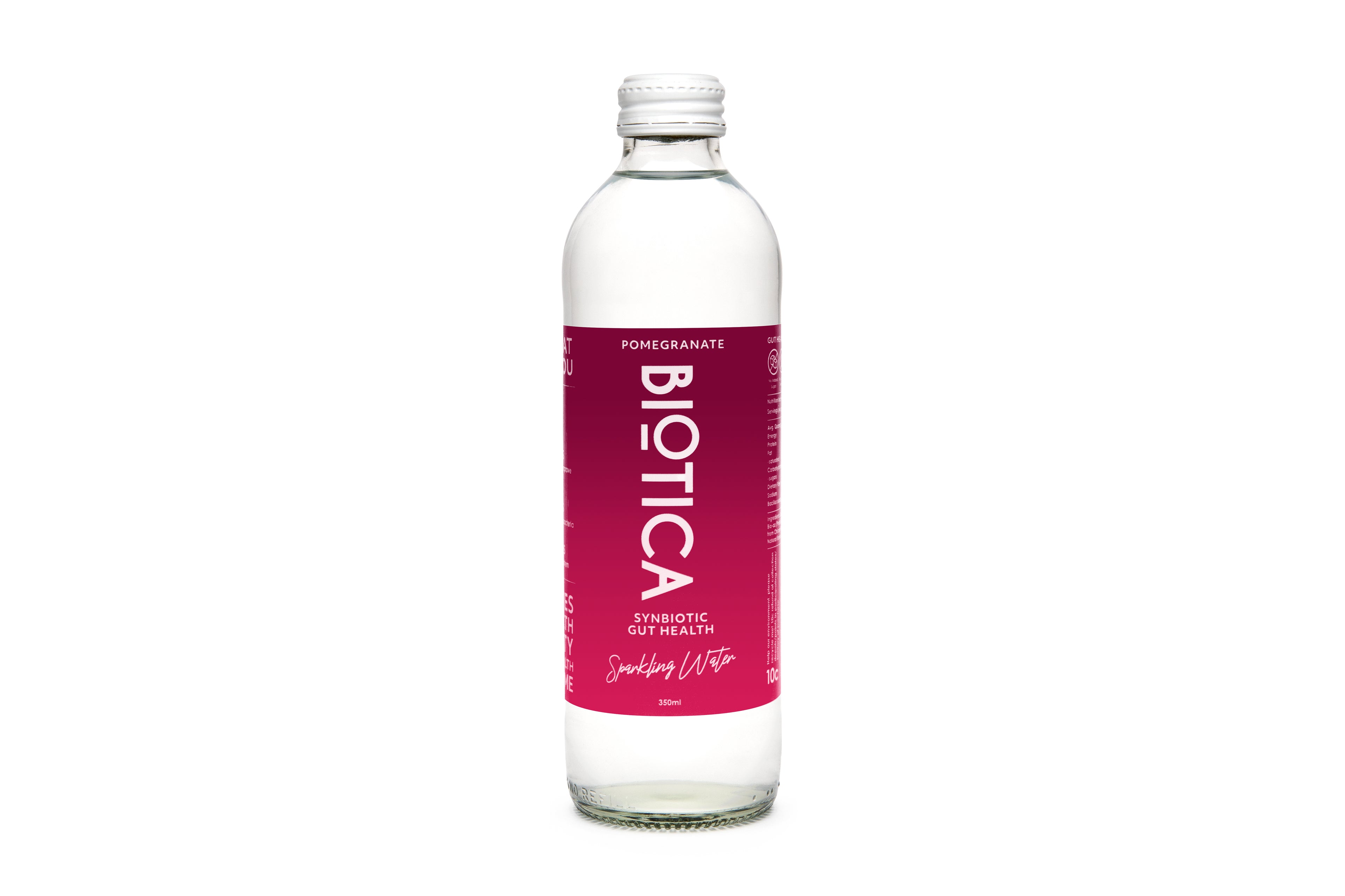 Probiotic Drink Pomegranate Biotica Synbiotic Sparkling Water Glass Bottle (350ml x 12)